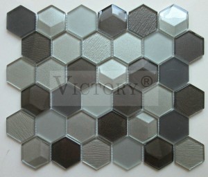Hexagon Mosaic Tile Crystal Mosaic Tile Glass Mosaic Blue Glass Mosaic Tile White Mosaic Tile Backsplash
