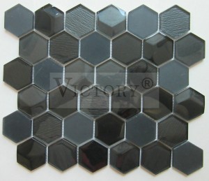 Šešiakampės mozaikinės plytelės krištolinės mozaikos plytelės stiklo mozaika mėlynos stiklo mozaikinės plytelės baltos mozaikinės plytelės Backsplash