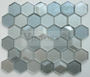 Hexagon Mosaic Tile Crystal Mosaic Tegels Glês Mosaico Blauwe Glês Mosaic Tile White Mosaic Tile Backsplash