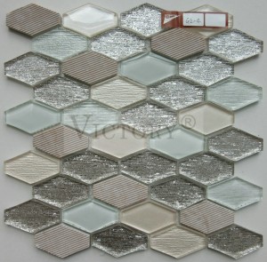 Hexagon Line Marble Mixed Crystal Glass Mosaic Tile para sa Wall Decor Black White Glass Stone Crystal Mosaic Tile for Sale
