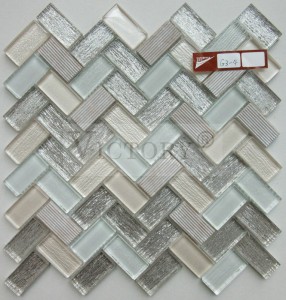 Fabric Printing Gray Herringbone Glass Stone Mosaic Tile Crystal Glass Wall Decor Matt Vita Mosaic Tiles Hot Product Crystal White Marble Linear Backsplash Mosaic Tiles