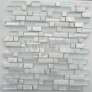 Mosaico Foshan Victory Seashell Azulexos de mosaico de vidro branco Mosaico de nácar