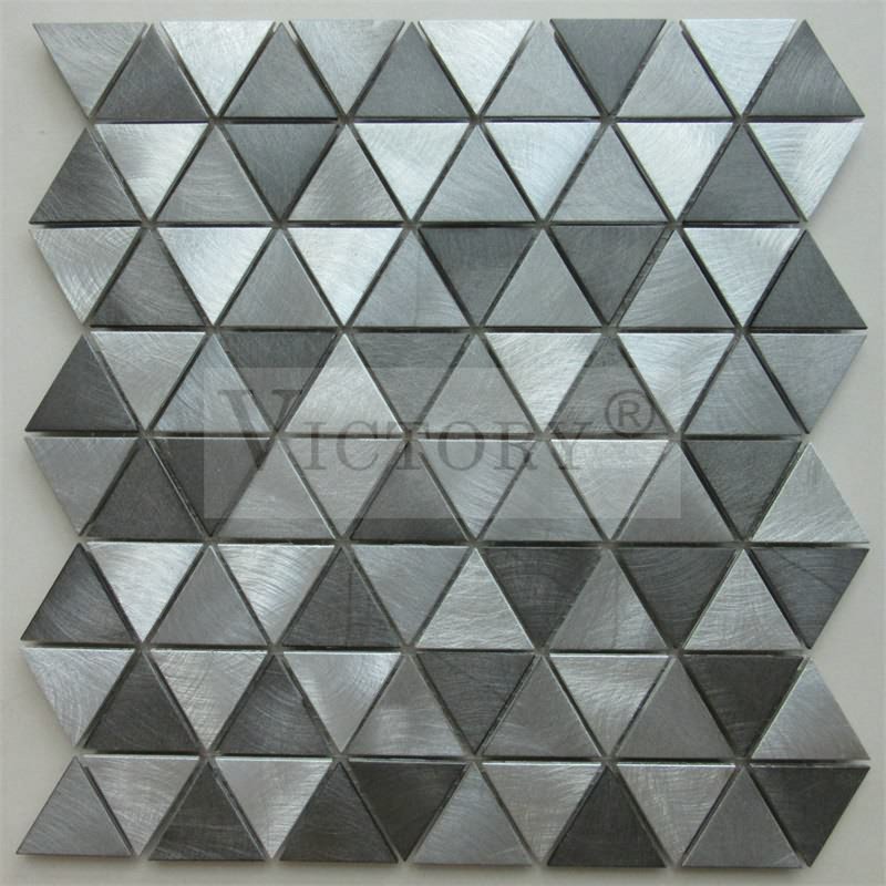 Foshan meunangna Mosaic Triangle Metal Mosaic Aluminium Mosaic Diulas Gambar