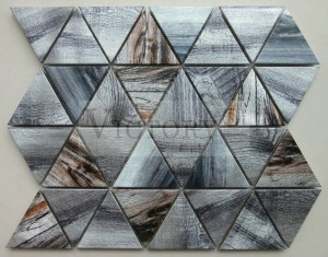 Tile di mosaicu d'aluminiu di triangulu / striscia / esagonale di stampa digitale in jet d'inchiostro di culore grisgiu