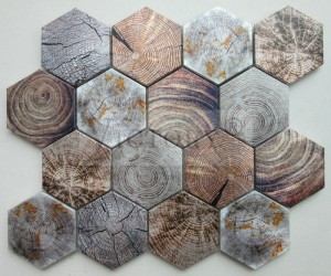Marmol Nangitag Gray nga Kolor nga Inkjet Digital Printing Triangle/Strip/Hexagon Aluminum Mosaic Tile