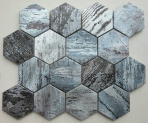 Piastrella a mosaico in alluminio con triangolo/striscia/esagonale con stampa digitale a getto d'inchiostro di colore grigio dall'aspetto marmorizzato