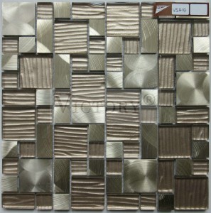 Mosaik Logam Mosaik Baja Tahan Karat Mosaik Aluminium Mosaik Campuran Acak Metalik Ubin Mosaik Perak Metalik
