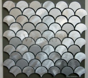 Backspalsh uchun cho'tkasi alyuminiy mozaik Fan shakli metall mozaik