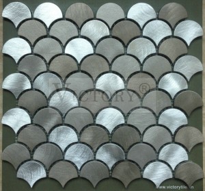 Brushed Aluminium Mosaic Fan Shape Metal Mosaic yeBackspalsh