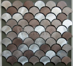 Mosaic d'alumini raspallat en forma de ventilador Mosaic metàl·lic per a Backspalsh