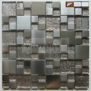 Igwe igwe anaghị agba nchara Mosaic Aluminom Mosaic Metallic Random Mix Mosaic Metallic Silver Mosaic Tiles