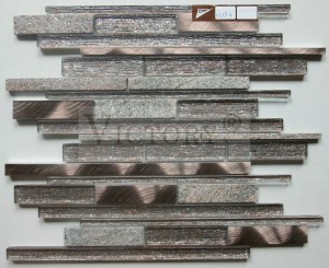 Strip Aluminum Crystal Glass Stone Mosaic Strip Interlocking Aluminum Mosaic sy Glass Tile Kitchen Mosaic Tile