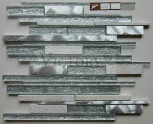 Strip Aluminium Kristallsglas Steen Mosaik Strip Interlocking Aluminium Mosaik a Glas Fliesen Kichen Mosaik Fliesen