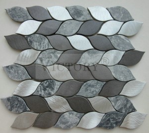 Högkvalitativ modedesign bladformad aluminium med marmormosaik för backsplash