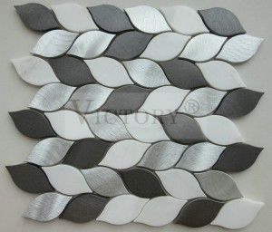 Kalitate handiko moda-diseinua hosto formako aluminiozko marmolezko mosaikoarekin Backsplasherako