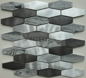 Шестигранная алюминиевая стеклянная мозаика для украшения дома, стеклянная мозаика из металла