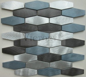 Плиткаи мозаикии шишагии шашкунҷаи алюминийи шишагӣ барои ороиши хона шишаи омехтаи металлии мозаики
