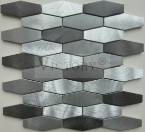 Hexagon Aluminum Glass Tile Mosaic Tile for Home Decoration Glass Mix Metal Mosaic Tile