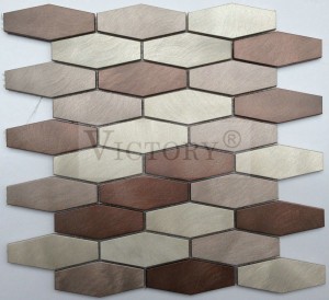 Hexagon Aluminiomu Gilasi Mosaic Tile fun Ile ọṣọ Gilasi Mix Metal Mosaic Tile