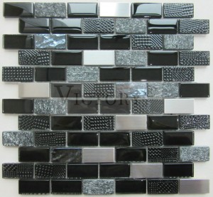Мозаичная плитка для пола из стекла и нержавеющей стали