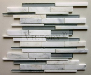 Hot Sale Wall Decor Carving Marmer en Stone Mosaic Tegels Bathroom Wall Backsplash Wyt Glass Mixed Stone Mozaïek Tile Priis