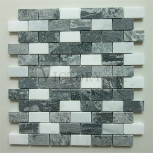 Igbi Iṣẹgun Grey Marble Mosaic China Stone Adayeba Stone Mosaic Tile Marble Moseic Tile Backsplash