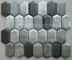 Μωσαϊκό αλουμινίου τρισδιάστατο εξάγωνο μωσαϊκό πλακάκι Μεταλλικό μωσαϊκό πλακάκια μπάνιου Μάρμαρο και γυαλί μωσαϊκό πλακάκι