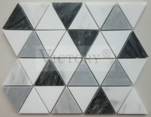 Triangle Marble Mosaic Marble Mosaic Floor Tile Carrara Marble Mosaic Tile Natural Stone Mosaic Tile Stone Mosaic Art Gray Triangle Pattern Decorative Wall Tile Marble Stone Mosaic Tile