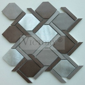 Kalitate handiko metalezko aluminiozko aleazioko mosaikoa sukalderako eskuilatua Kalitate oneko aluminiozko metalezko mosaikoa irregularra