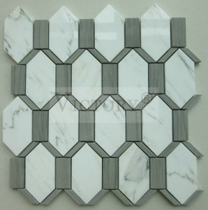 Hexagon Mosaic Golv Kakel Marmor Mosaik Backsplash Carrara Mosaic Plates Hexagon Vit/Svart/Grå Marmor Sten Mosaik Kakel för kök Backsplash