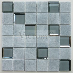 Moderná dekorácia Mramorová kamenná zmes Zrkadlo Sklenené dlaždice Mozaiky Victory Kúpeľne Návrhy Mramorová mozaika Nástenné zrkadlo Zrkadlo Sklenená tehla Mozaika