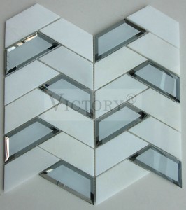 현대 장식 대리석 돌 혼합 거울 유리 타일 모자이크 승리 욕실 디자인 대리석 모자이크 벽 거울 유리 벽돌 모자이크 타일