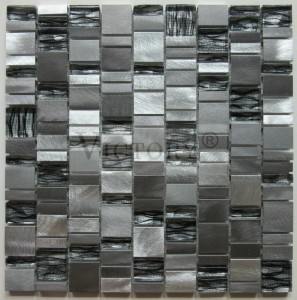 Piastrelle di mosaicu rettangulu in mosaicu casuale di mosaicu di mosaicu di cucina Backsplash in mosaicu di piastrelle di bagnu in mosaicu neru metallicu
