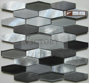 Ubin Mosaik Kaca Aluminium Hexagon untuk Dekorasi Rumah Ubin Mosaik Logam Campuran Kaca