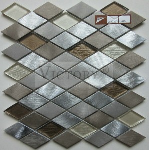 Piastrella a mosaico diamantata Mosaico in alluminio Piastrelle a mosaico metallizzate nere Piastrella a mosaico Piastrelle a mosaico per camino