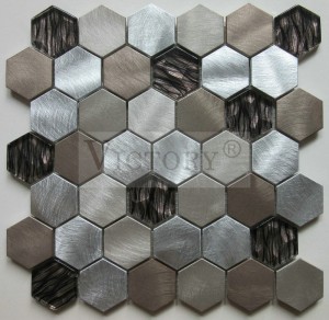 Hexagonoko mosaiko-teila Aluminiozko mosaikoa Beirazko mosaiko-teilak Mosaikoa Sukaldeko Backsplash Mosaikoen diseinua