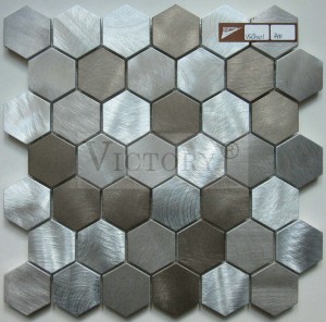 Azulejo de mosaico hexagonal, mosaico de alumínio, vidro, mosaico, cozinha, backsplash, design de mosaico