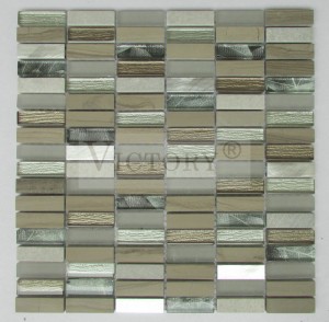 Υψηλής ποιότητας λωρίδα κουζίνας Backsplash Glass Stone Πλακάκι αλουμινίου μωσαϊκό 300X300 Μίγμα χρώματος τοίχου Γυάλινη Πέτρα Μωσαϊκό Πλακάκι Φτηνή τιμή Ευρωπαϊκό στυλ Μωσαϊκό από γυαλί πέτρα Πλακάκια για τοίχο
