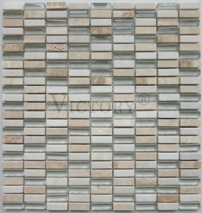 Marble Mix Glass Stone Mosaic ho an'ny Atitany Design Building Material Bathroom Wall Tiles Glass Stone Art Mosaic Background Decor Natural 30*30 Tiles Marble Glass Stone Mosaic