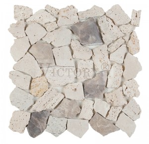 Vysoko kvalitná béžová dekorácia z prírodného kameňa Nepravidelná mramorová mozaika na podlahy Čínske podlahy Mramorové mozaikové veľkoobchodné dlaždice s matným povrchom Kamenné mozaikové dlaždice Prírodný kameň mozaikové dlaždice Malé kamenné mozaiky Kamenná mozaika Backsplash Vonkajšie mozaikové dlaždice