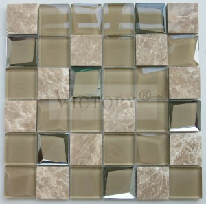Kwadratowe mozaiki Marmurowa mozaika podłogowa Czarno-biała mozaika Łazienka Płytki ścienne z mozaiką Mozaika Lustro Art