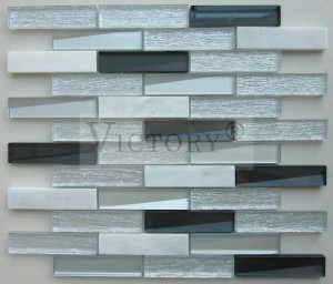 Ορθογώνιο μωσαϊκό πλακάκια Λευκό γυαλί μωσαϊκό πλακάκι Carrara μάρμαρο μωσαϊκό πλακάκια γυαλί μωσαϊκό πλακάκι Backsplash
