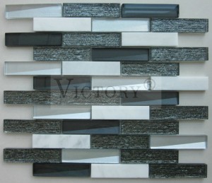 Taila Mosaika Rectangle White Glass Mosaic Tile Carrara Marble Mosaic Tiles Glass Mosaic Tile Backsplash
