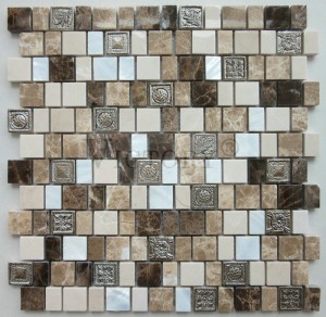 Kitchen Backsplash Διακοσμητικό μοτίβο κοχυλιού Crystal Stone Mosaic Tile Factory Handmade Shell Mix Crystal Emperador/Perlino Bianco Marble Mosaic Tile