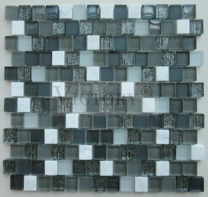 TV Bakgrunn Dekorativ Strip Mix Glass Marmor Mosaikk for Vegg Flis Gradient Designet Moderne Stil Unik Naturlig Marmor Glass Marmor Mosaikk Fliser