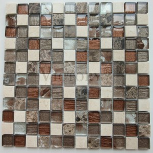 Négyzet alakú mozaik csempe Kőmozaik természetes kő mozaik csempe üvegmozaik falművészet üveg- és kőmozaik csempe lapok