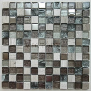 Ubin Mosaik Persegi Batu Mosaik Batu Alam Mosaik Ubin Kaca Mosaik Dinding Seni Kaca & Batu Lembar Ubin Mosaik
