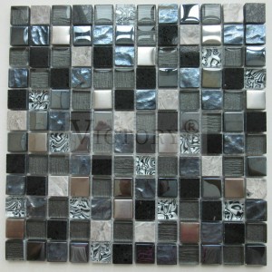 Négyzet alakú mozaik csempe Kőmozaik természetes kő mozaik csempe üvegmozaik falművészet üveg- és kőmozaik csempe lapok