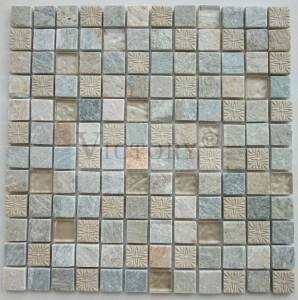 Kotak Mosaik Kuadrat Batu Mosaik Batu Alam Mosaik Genteng Kaca Mosaik Tembok Seni Kaca & Batu Lambar Genteng Mosaik