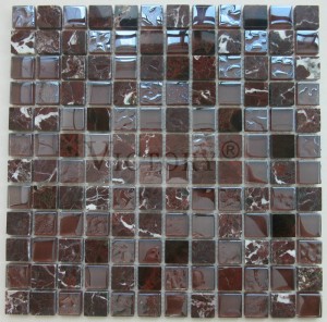 Quadratische Mosaikfliesen, Steinmosaik, Natursteinmosaikfliesen, Glasmosaik, Wandkunst, Glas- und Steinmosaikfliesen